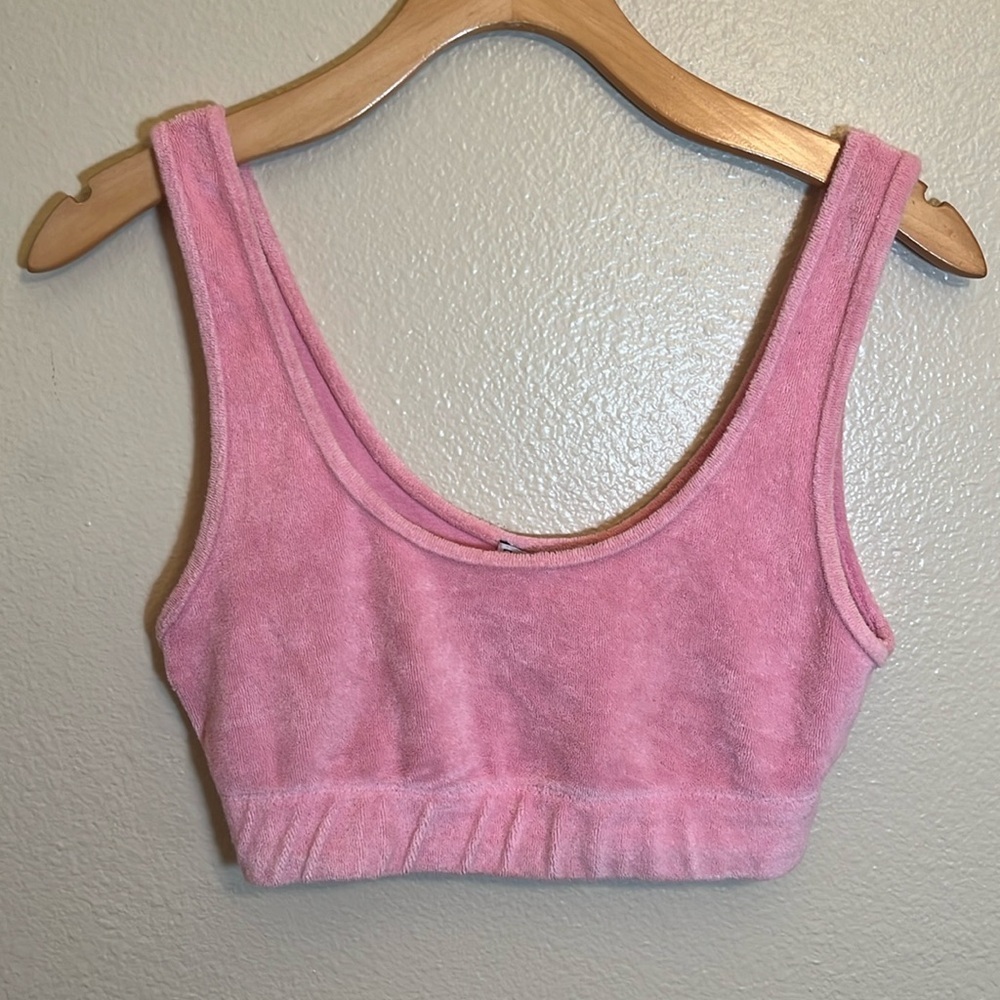 Zara Pink Terrycloth Cropped Tank Top